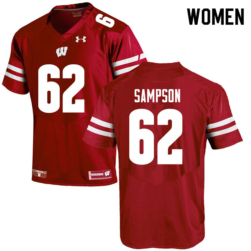 Wisconsin Badgers Women's #62 Cormac Sampson NCAA Under Armour Authentic Red College Stitched Football Jersey BV40M04BH